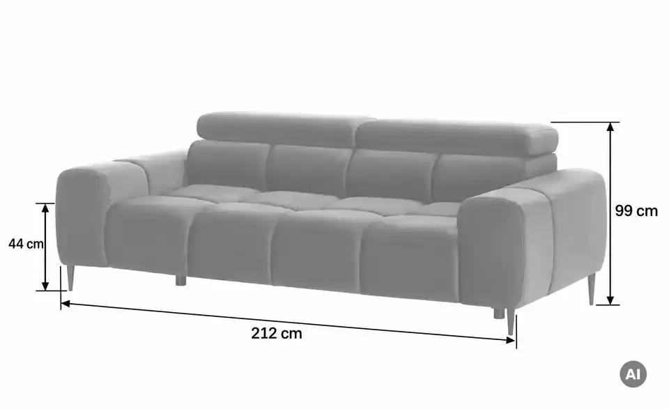 Twist Einzelsofa Plaza, Bemaßung