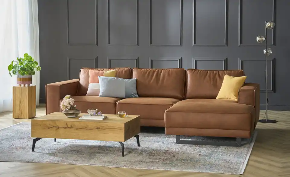 SOHO Ecksofa Sanja aus recyceltem Leder, in Wohnsituation