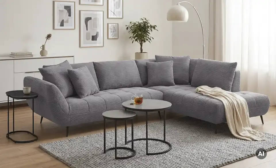 Ecksofa Carly Novaspring mit Sitztiefenverstellung, in Wohnsituation