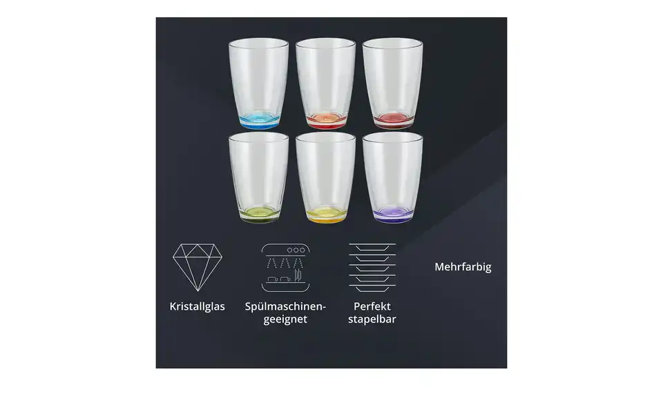 Peill+Putzler Glas, 6er-Set Colore, Bild mit Text