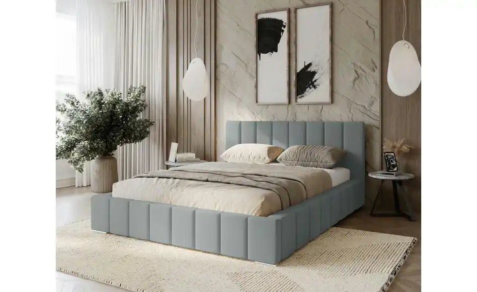 Polsterbett mit Stauraum, in Wohnsituation