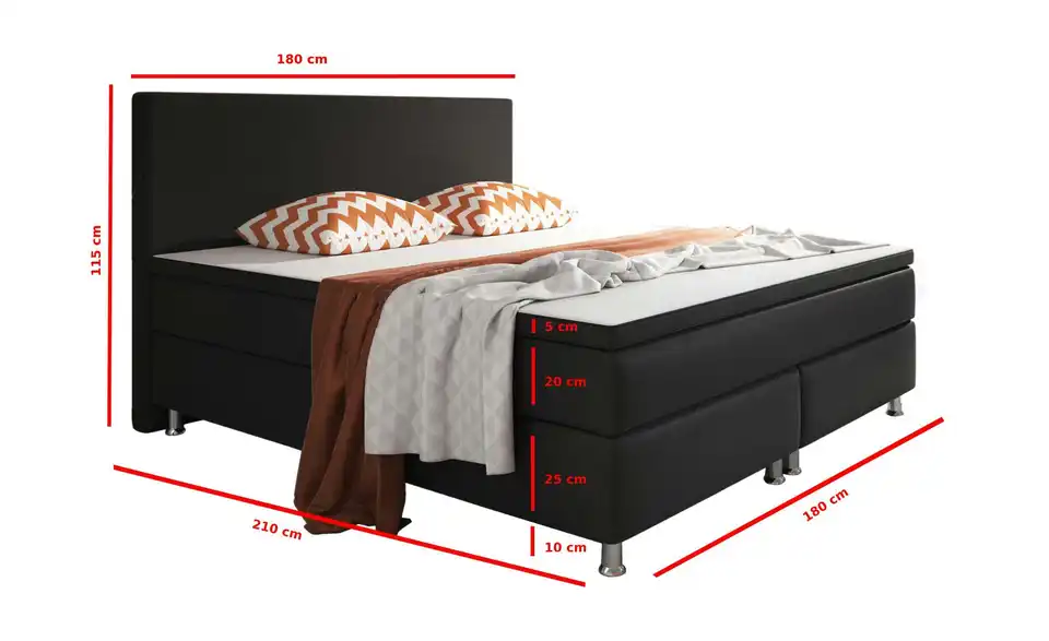 Boxbett, Bemaßung