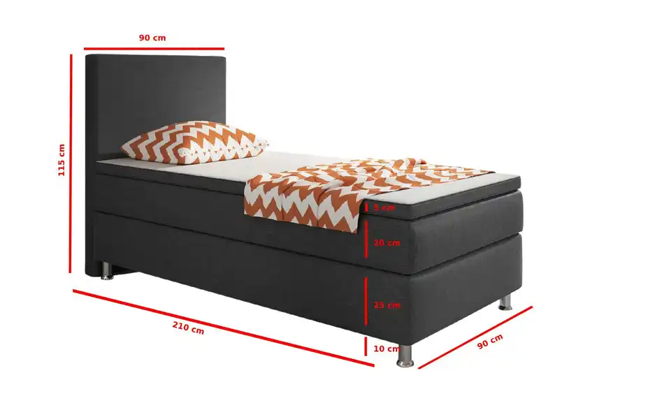 Boxbett, Bemaßung