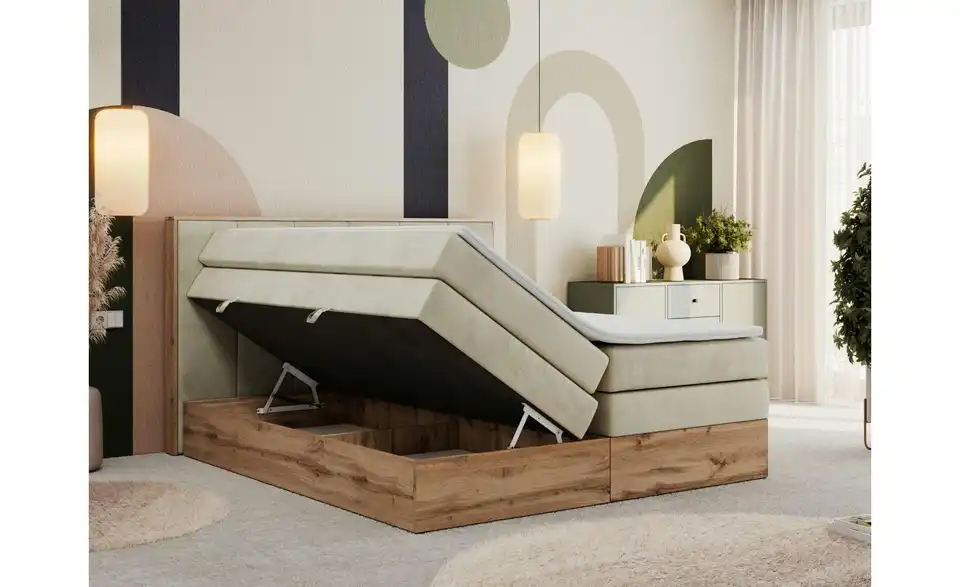 Boxspringbett mit Bettkasten, Funktionsansicht