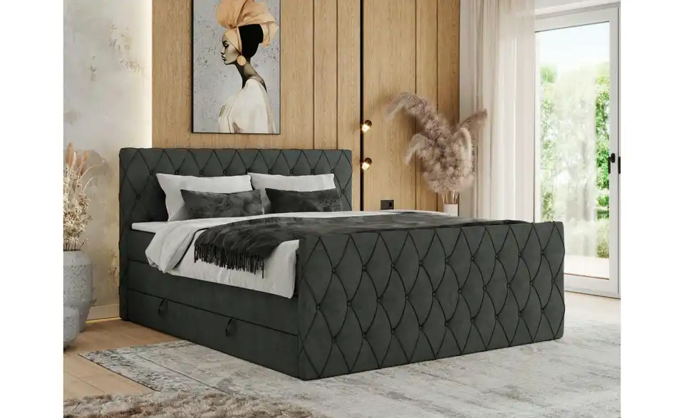Boxspringbett mit Bettkasten, in Wohnsituation