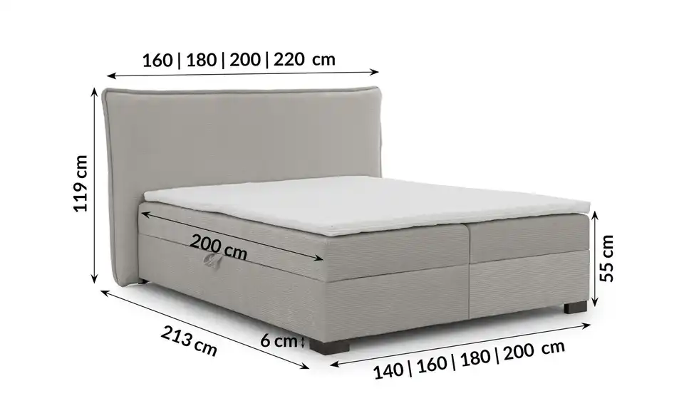 Boxbett Lovetti, Bemaßung