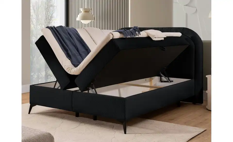 Boxbett Sonna mit Bettkasten, Bouclé-Stoff, in Wohnsituation