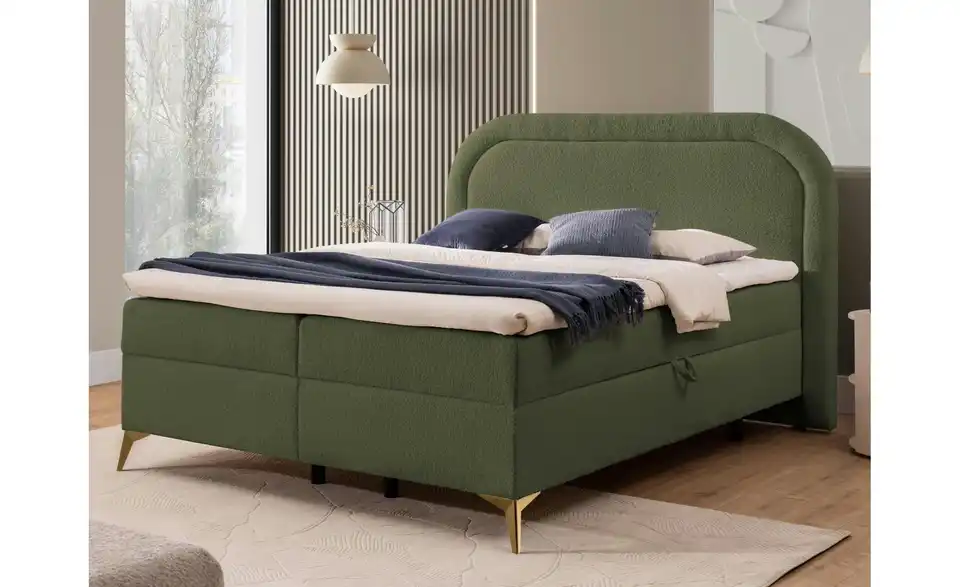 Boxbett Sonna mit Bettkasten, Bouclé-Stoff, in Wohnsituation