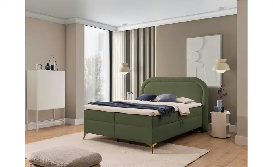 Boxbett Sonna mit Bettkasten, Bouclé-Stoff, in Wohnsituation