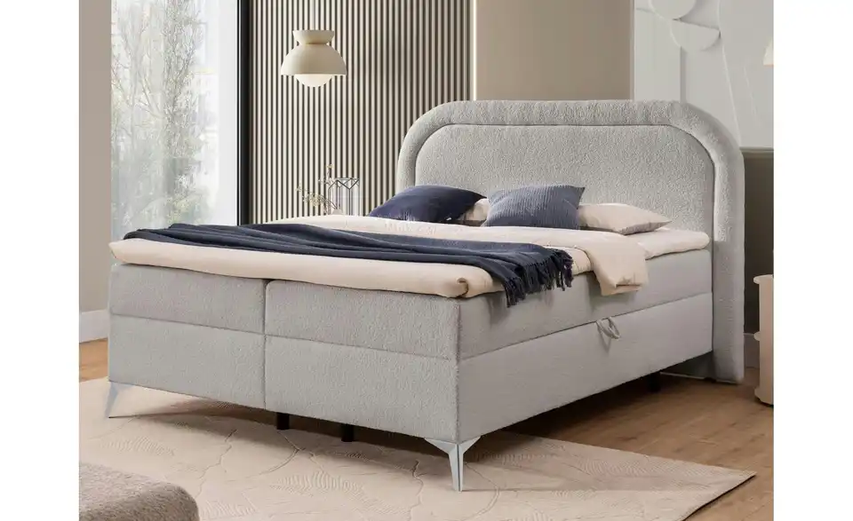 Boxbett Sonna mit Bettkasten, Bouclé-Stoff, in Wohnsituation