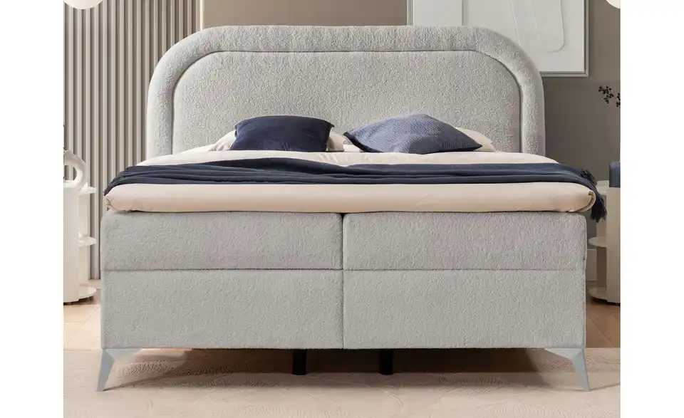 Boxbett Sonna mit Bettkasten, Bouclé-Stoff, in Wohnsituation