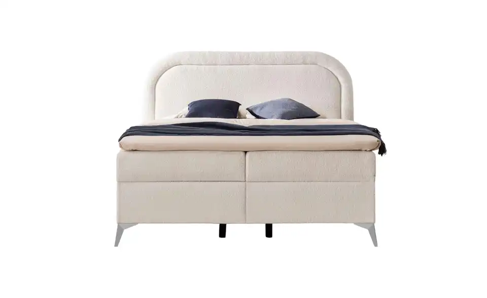 Boxbett Sonna mit Bettkasten, Bouclé-Stoff, Frontansicht
