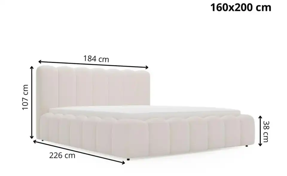 Polsterbett, Bemaßung