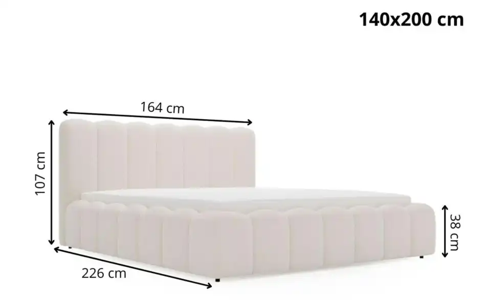 Polsterbett, Bemaßung