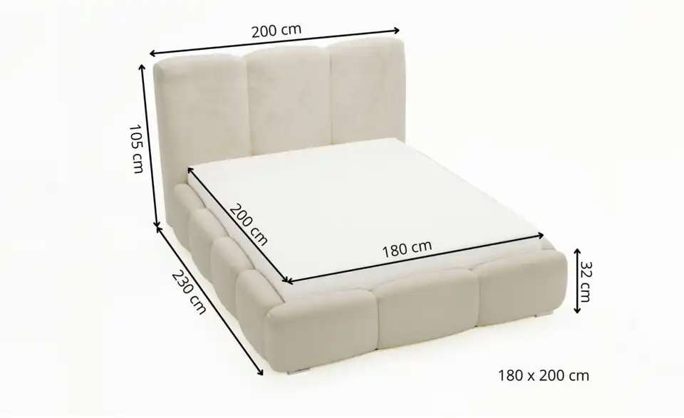 Polsterbett, Bemaßung