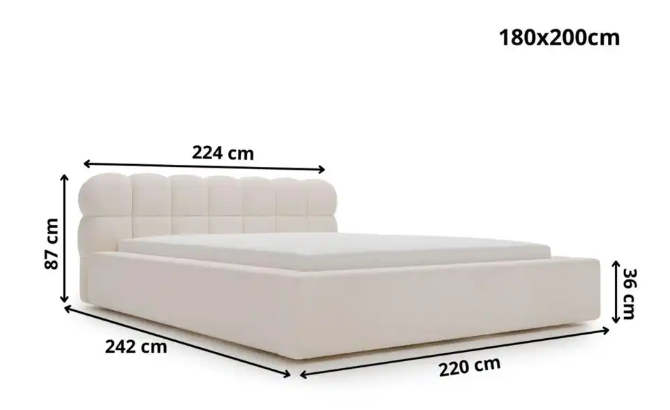 Polsterbett, Bemaßung