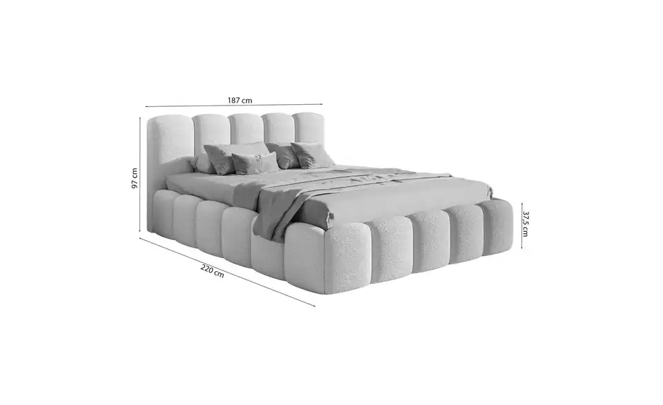 Selsey Polsterbett in Bouclé, Bemaßung