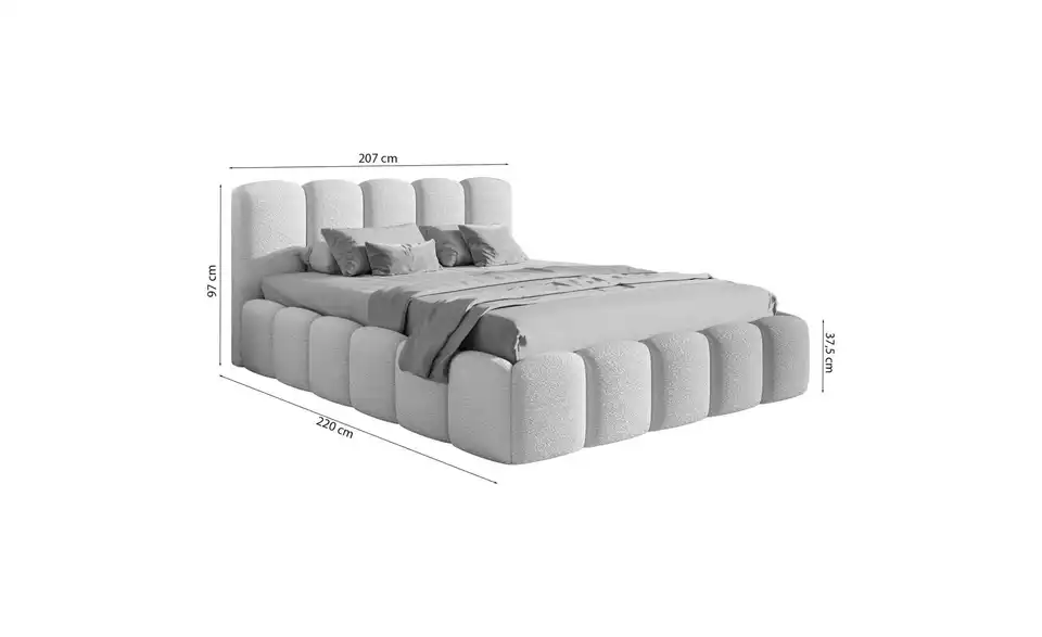 Selsey Polsterbett in Bouclé, Bemaßung