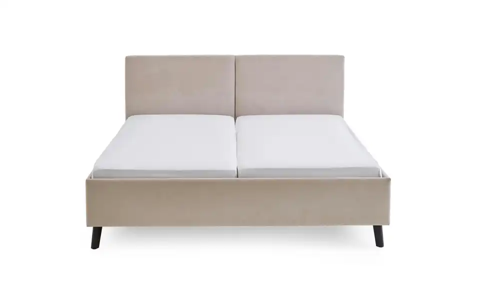 Polsterbett in beige, Frontansicht