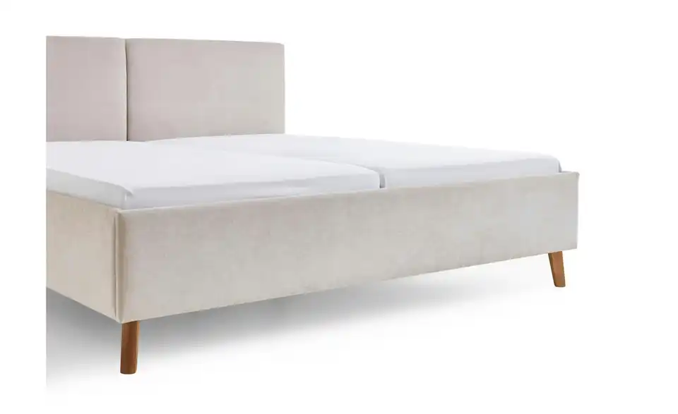 Polsterbett in beige, Detailansicht