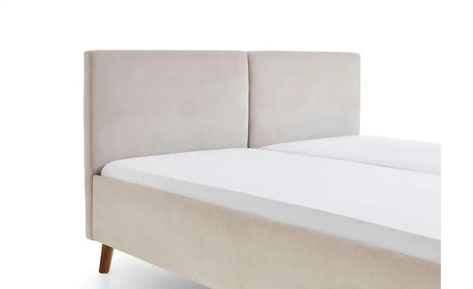 Polsterbett in beige, Detailansicht