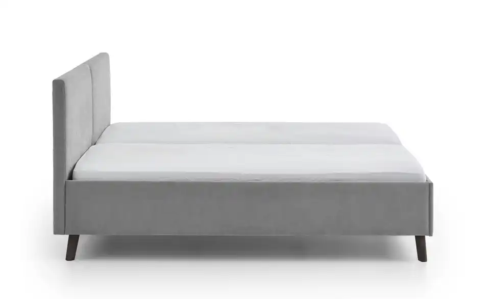 Polsterbett in grau, Profilansicht
