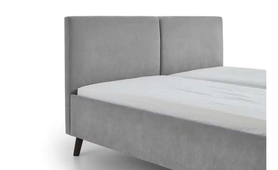 Polsterbett in grau, Detailansicht