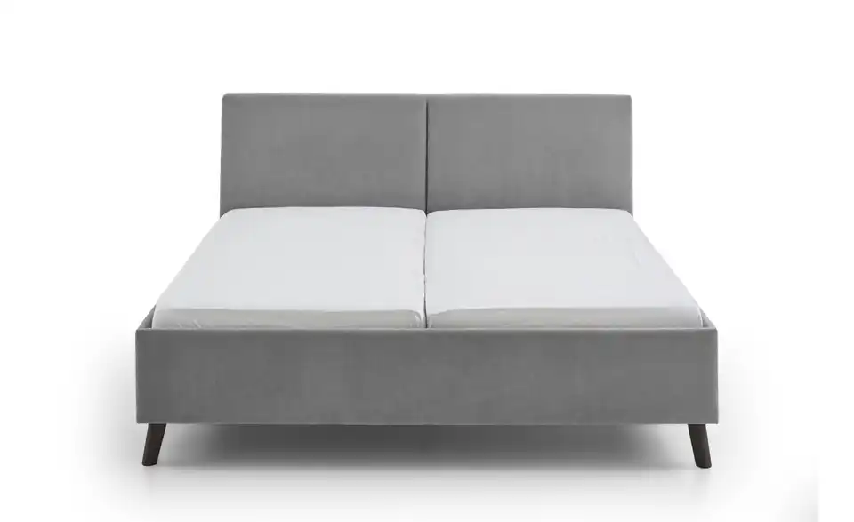 Polsterbett in grau, Frontansicht