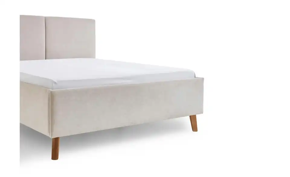 Polsterbett in beige, Detailansicht