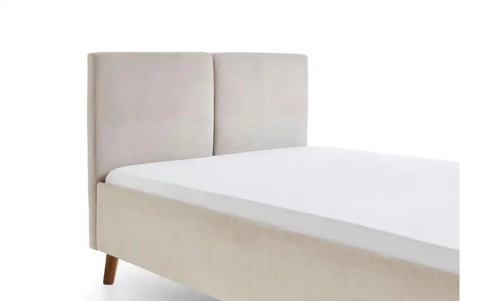 Polsterbett in beige, Detailansicht