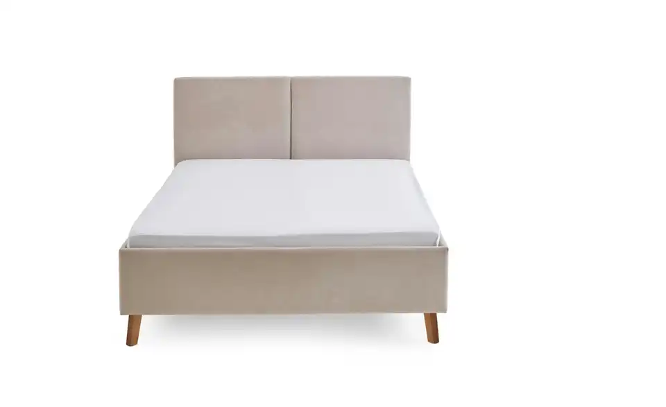 Polsterbett in beige, Frontansicht