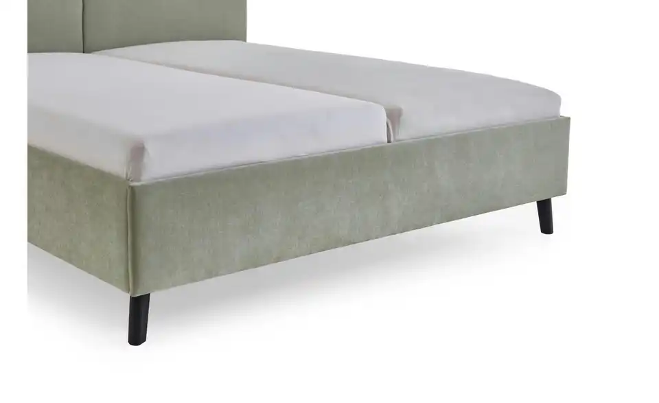 Polsterbett in hellgrün, Detailansicht