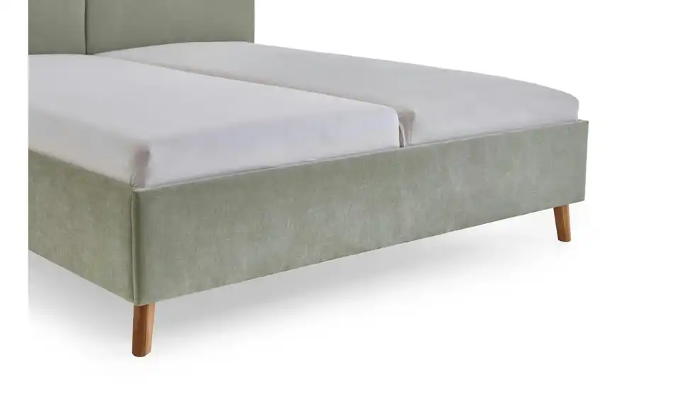 Polsterbett in hellgrün, Detailansicht