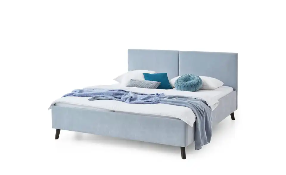 Polsterbett in hellblau, Perspektive