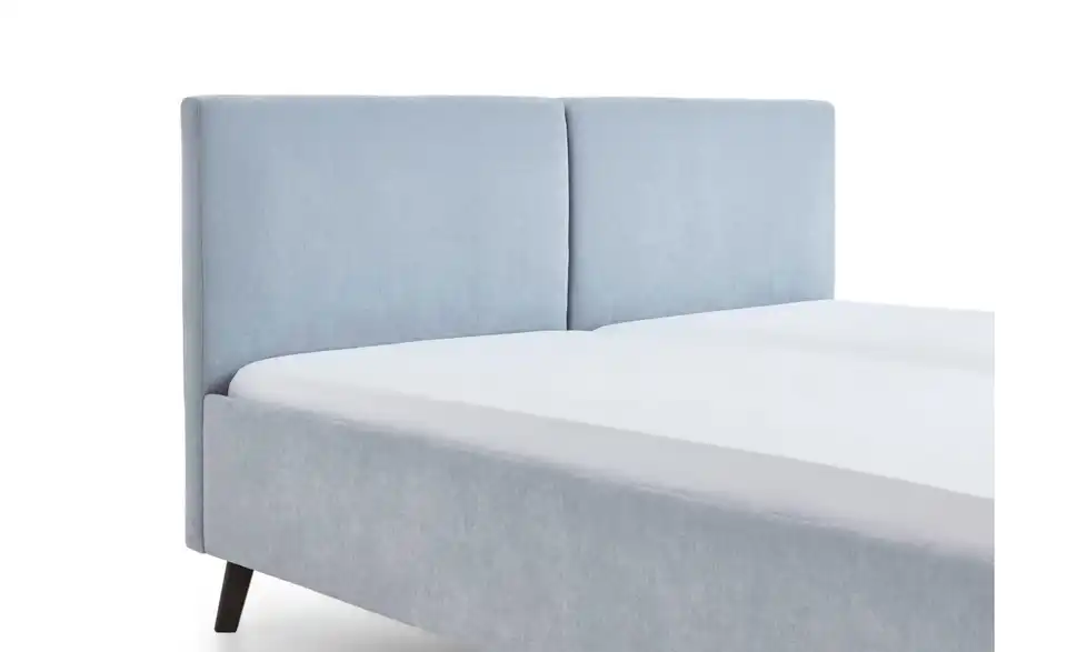 Polsterbett in hellblau, Detailansicht