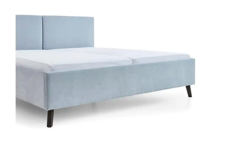 Polsterbett in hellblau, Detailansicht
