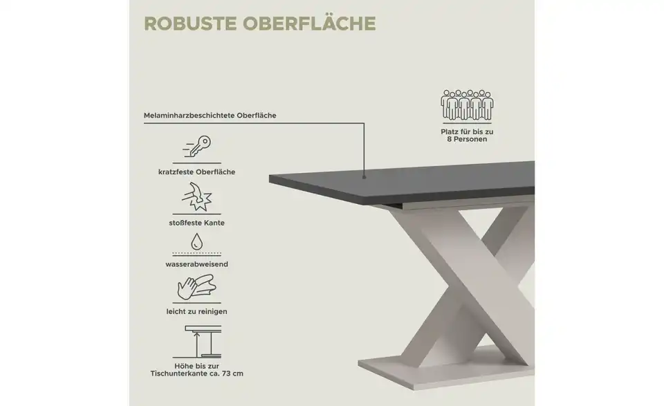 Esstisch ausziehbar, Bild mit Text