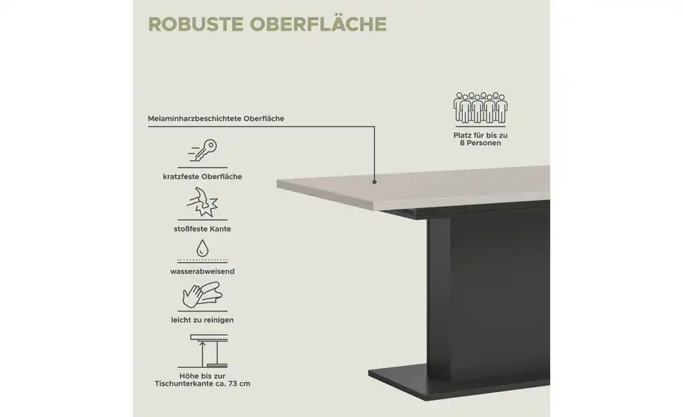 Esstisch, Bild mit Text