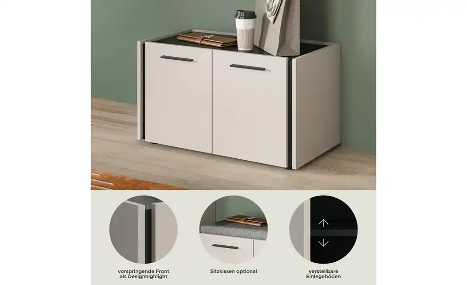 Sitzbank, Bild mit Text