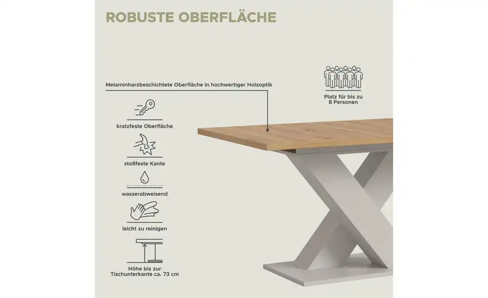 Esstisch ausziehbar, Bild mit Text