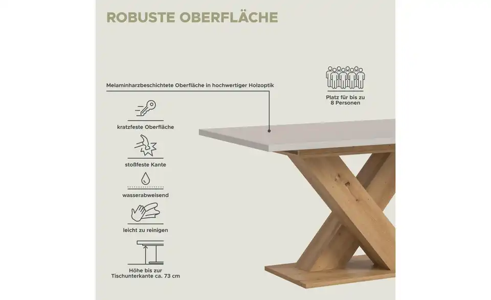 Esstisch ausziehbar, Bild mit Text