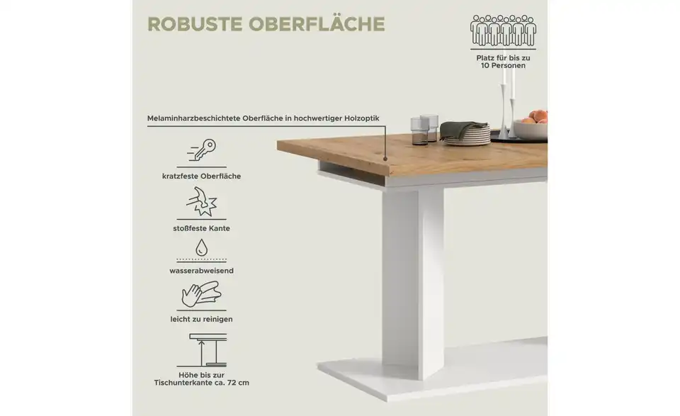 Esstisch ausziehbar, Bild mit Text