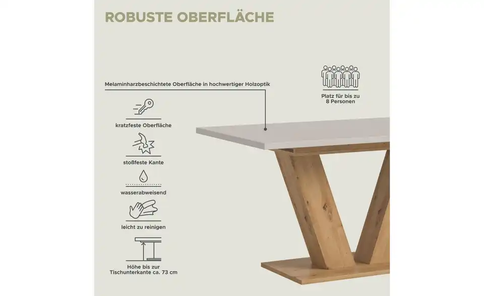 Esstisch, Bild mit Text