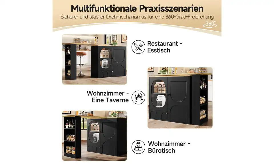 Bartisch 360° drehbar, Bild mit Text