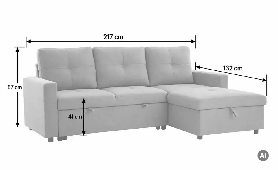 Ecksofa Katalina, Bemaßung