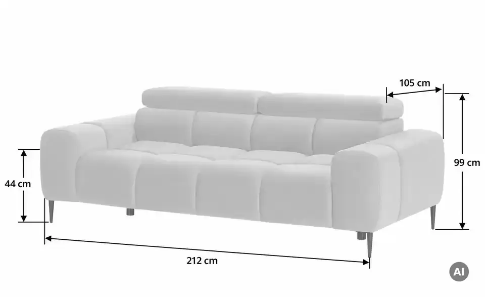 Twist Einzelsofa Plaza, Bemaßung