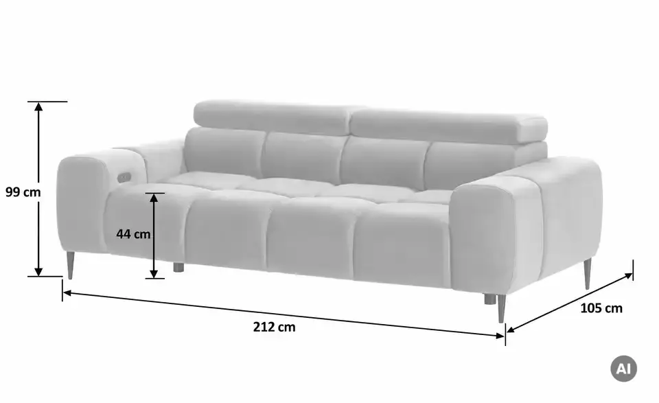 Twist Einzelsofa Plaza, Bemaßung
