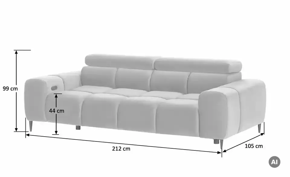 Twist Einzelsofa Plaza, Bemaßung
