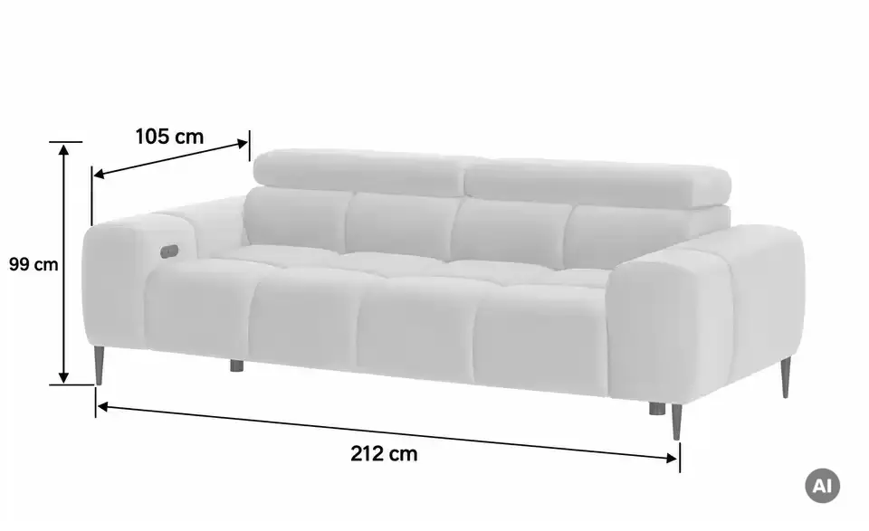 Twist Einzelsofa Plaza, Bemaßung