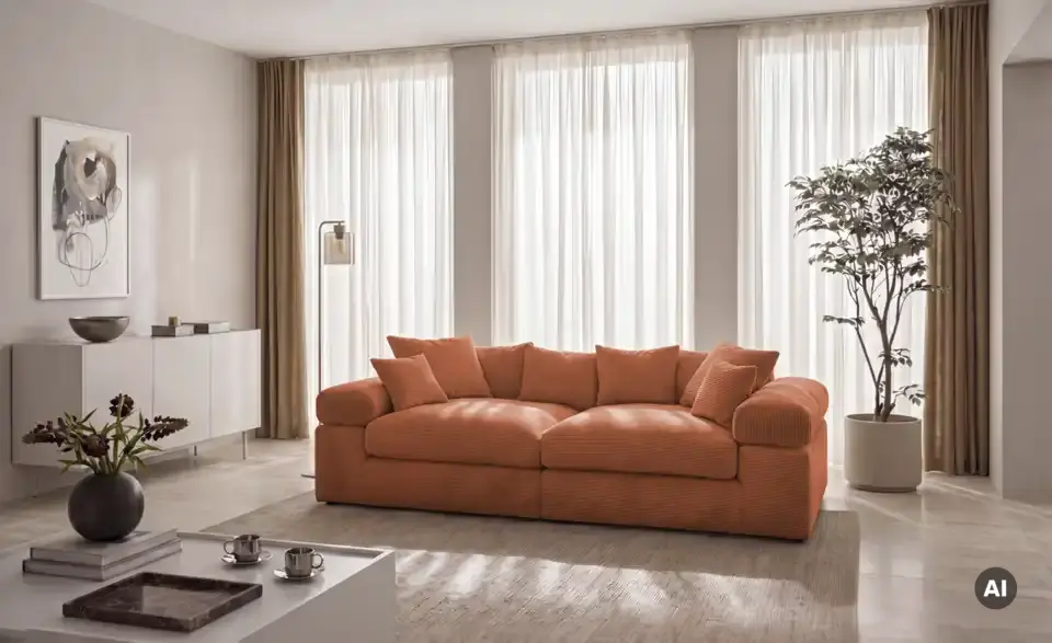 smart Big Sofa Lianea in modernem Cord, in Wohnsituation